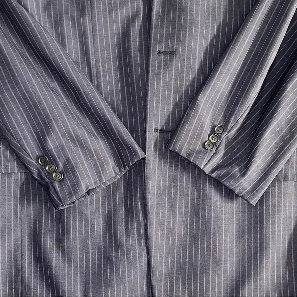 Pal Zileri Men’s Made in Italy Navy Blue Pinstripe Wool Sport Coat Blazer ~ 48L